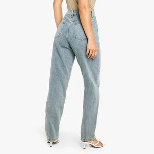 กางเกงยีนส์ขาตรงเอวกลางสำหรับผู้หญิง, กางเกงยีนส์ลำลองทรงตรงไซส์ใหญ่พิเศษสำหรับฤดูหนาวระบายอากาศได้ดีไซส์ XL ของ2025 - Product Image 6