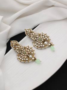 Mehendi Plated, Traditional <b>Kundan</b> Earring, Dangler Earring, <b>Kundan</b> Dangles for Women & Girls, Party Wear Earring, Gift for Her. - Product Image 2