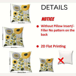 Fundas de Almohada Cuadradas con Diseño Floral, Estilo Rústico Francés Moderno, 4 Piezas, Amarillo Mostaza, Verde Oliva, Gris, Técnica 3D, con Cierre - Product Image 4