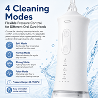 Tragbarer Mundduschen-Irrigator, 350 ml, abnehmbarer Tank, IPX7, USB wiederaufladbar, 4 Modi, 360° Düse, Dental Jet für Zuhause und Reisen