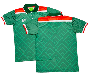 Maillot de sport géométrique vert et rouge en polyester pour homme – Haut de sport professionnel pour l'entraînement en salle de sport – Équipement uniforme OEM de précision avancée - Product Image 1