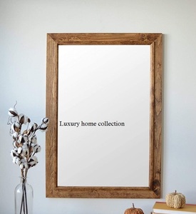 Large wall <b>mounted</b> wooden mirror <b>frame</b> with natural wood texture for living room or bedroom interior enhancement - Product Image 4
