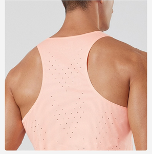 Camiseta para correr para hombre, transpirable, de secado rápido, venta al por mayor, elegante cuello cuadrado, peso ligero, sin costuras, deportiva, camiseta sin mangas activa - Product Image 2