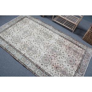 พรมวินเทจขนาด 3.7x6.5 ฟุต พรมตุรกี พรมขนสัตว์สีขาวน้ำตาลลายนามธรรม - Product Image 4
