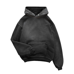 Custom Logo Streetwear Cotton Vintage Men's Hoodies Heavyweight Acid <b>Wash</b> Oversized Distressed Hoodie - Product Image 2