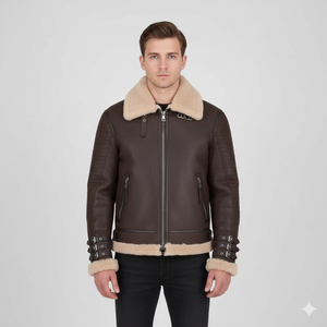 Veste Bomber en Cuir Synthétique Effet Fourrure pour Homme, Col Montant, Fermeture Éclair, Style Urbain, Logo Avant, Hiver – Grande Vente - Product Image 6