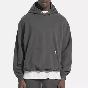 เสื้อฮู้ดผ้าเกล็ดปลาเทอร์รี่สำหรับผู้ชายเสื้อครอปโอเวอร์ไซส์ผ้าฝ้าย100% กำหนดโลโก้ได้เอง - Product Image 5