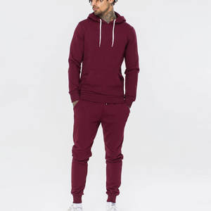 Chándal con capucha de 2 piezas de invierno más reciente de fabricante profesional, chándal para hombre con logotipo personalizado, chándal grueso, patrón sólido de talla grande - Product Image 3