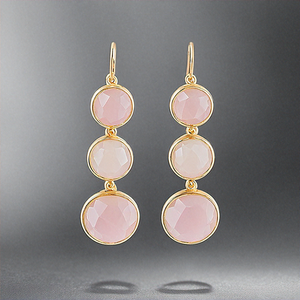 ต่างหู2024มาใหม่พร้อมพลอยคาลซิโดนีสีชมพูธรรมชาติพร้อม925เงินสเตอร์ลิง18K ชุบทอง18K สำหรับผู้หญิงและเด็กผู้หญิง - Product Image 6