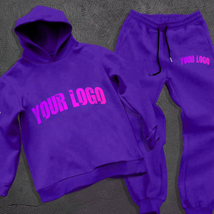 ชุดเซ็ตเสื้อฮู้ดดี้และกางเกงขายาวทรงขาบาน ผ้าคอตตอน 100% พิมพ์ลายตามสั่ง แต่งลายปะแบบดิสเทรส ล้างสีแบบแอซิดวอช สำหรับผู้ชายและผู้หญิง - Product Image 1