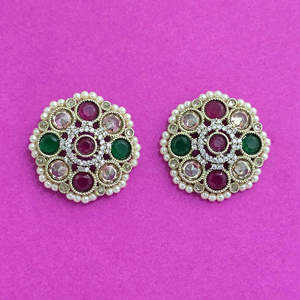 Antique Tops with Mehndi Plating Fashion Hoop <b>Earrings</b> Premium Artificial Jewellery for Women Direct From India Wholesalers - Product Image 4