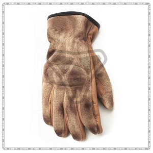Guantes largos de moto de cuero completo con protección rígida en los nudillos para hombres, guantes de carreras de cuero para motociclistas. - Product Image 3