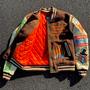 Article le plus exigeant 2024 haute qualité laine corps cuir manches broderie Patch Letterman Varsity veste pour hommes - Product Image 3