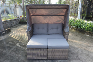 PRDB-GSS Modern <b>Outdoor</b> Poly <b>Rattan</b> Sofa Bed <b>Daybed</b> with Cushion - Product Image 4
