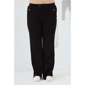 Ensemble de survêtement à capuche noir grande taille RMG avec applique florale, vêtements de sport confortables en mélange de rayonne pour l'automne et l'hiver - Product Image 5