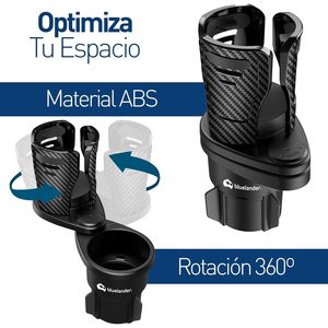Portavasos Doble Multifuncional Bluelander para Automóvil, Organizador Ajustable con Compatibilidad Universal, Negro - Product Image 6