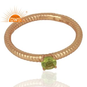 Best Selling Sterling Silver Rose Gold Plated Natural Peridot Gemstone <b>Statement</b> <b>Ring</b> Custom Jewelry Manufacturer - Product Image 3