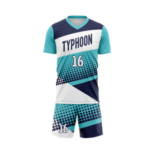 Ensemble d'uniformes de football personnalisés 100% Tissu polyester Uniforme de sublimation Garçons Uniforme de football Tenue Short Haut de gamme Service OEM - Product Image 3