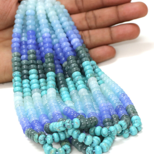 Perles rondes en quartz bleu multi-tons : Bijoux artisanaux en pierres précieuses AAA (7-8 mm) - Product Image 1