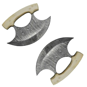 Cuchillo Ulu de Acero de Damasco Hecho a Mano con Hoja Ancha - Duradero, Apto para Lavavajillas, Ecológico para Cocinar y Picar a Diario, de Pakistán - Product Image 5