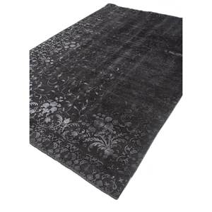 Alfombra Rectangular Azalea Floral y Abstracta de Lana y Seda Anudada a Mano Pae-6121 para Dormitorio y Pasillo, Modelo para Sala de Estar, Gris y Negro - Product Image 2