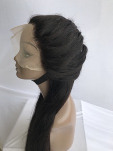 La mejor calidad 13x4 32 recto sedoso Frontal superior venta al por mayor caliente crudo indio templo Peluca de cabello humano Remy Virgen encaje proveedor trama onda - Product Image 4