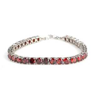 925 Sterling Silver Round <b>Bracelet</b> with Synthetic <b>Ruby</b> Stone for Party Occasions - Product Image 2