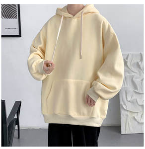 เสื้อสเวตเตอร์มีฮู้ดของผู้ชาย, ใหม่เสื้อสเวตเตอร์มีฮู้ดทรงหลวมสีพื้นสำหรับฤดูใบไม้ผลิ - Product Image 3