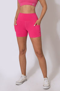 Pantalones cortos de Yoga de calidad superior Pantalones cortos de gimnasio de cintura deportiva de la mejor calidad para mujeres con pantalones cortos de Yoga de bolsillo lateral - Product Image 5