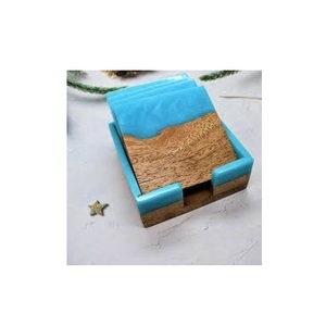 Sous-verre en bois et résine de forme carrée pour hôtel, restaurant, bureau, vaisselle, sous-verre en bois et résine de qualité supérieure, logo personnalisé - Product Image 1