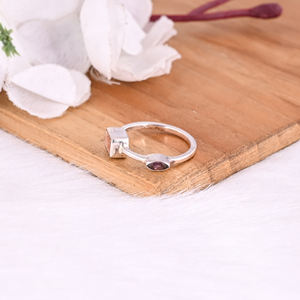 925 Sterling argent massif tourmaline naturelle et pierre de soleil bague empilable en gros bijoux Designer bague cadeau pour elle - Product Image 3