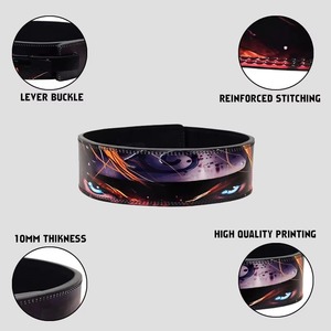 Cinturón de Levantamiento de Pesas de Cuero Anime con Estampado Personalizado, Cinturón de Gimnasio, Hebilla de Palanca de Acero Ajustable, Resistente - Product Image 2