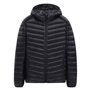 Veste d'hiver athlétique légère à capuche en coton pour hommes fermeture à glissière avant compressible isolée matelassée imperméable coupe-vent - Product Image 5