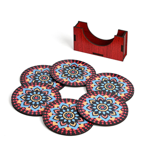 Posavasos de madera multicolor para bebidas, tazas de té para oficina en casa, tazas de café, latas de cerveza, vasos de barra y vasos de agua, posavasos resistentes al calor - Product Image 5