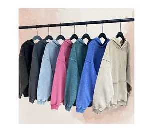 Hoodie dicuci asam katun 100% kualitas tinggi seri jalanan jaket Sweater tua cuci batu Hoodie Vintage