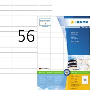 Etiquetas Universales Premium HERMA de 52.5 x 21.2 mm, Papel Blanco No Removible, 5600 Etiquetas/Paquete, Papel de Oficina - Product Image 1
