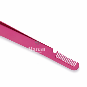Pinzas Profesionales para Cejas Rosadas, de Acero Inoxidable, Punta Inclinada, Herramienta de Precisión para Dar Forma a las Cejas, con Peine y Agarre, Calidad Premium - Product Image 3