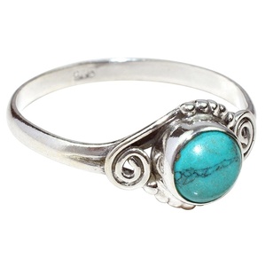Anillos de Plata de Ley 925 con Turquesa Cristiana Bohemia de Shri Ashapura Jewels, con Engaste de Bisel, para Compromiso y Boda - Product Image 4