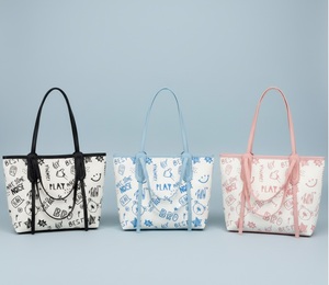 Large Capacity Cute <strong>Bag</strong> Fashion <strong>Cartoon</strong> Design Multifunctional Canvas <strong>Bag</strong> Zipper Closure Canvas Tote <strong>Bag</strong> - Product Image 1