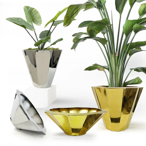 ชามตกแต่งโลหะทรงเรขาคณิตสีทองและสีเงินหรูหราชิ้นกลางที่ทันสมัยสำหรับตกแต่งโต๊ะบ้านห้องนั่งเล่นสำนักงานตกแต่ง - Product Image 2