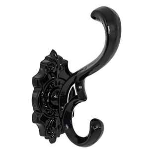 Nouvel arrivage : Crochet en fer noir thermolaqué en forme de fleur bouclée pour organisateur de chambre, organisateur de salle de bain, organisateur de placard - Product Image 1