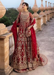 NEW-HEAVY EMBROIDERY <b>BRIDAL</b>-<b>JACKET</b>,LEHENGA & DUPATTA WITH EMBELLISHED CRYSTAL GLASS BEADS,STONE,DABKA WORK for WEDDING=2024 - Product Image 2