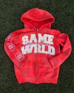 Ensemble de survêtement zippé streetwear d'hiver multicolore pour homme, très vendu, avec patchs effet vieilli et délavage acide, comprenant un sweat à capuche et un pantalon de survêtement évasé - Product Image 5