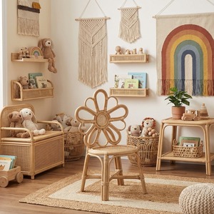 Silla infantil de ratán con diseño floral, en oferta, para dormitorio y sala de juegos, muebles para niños, sillas para bebés. - Product Image 6