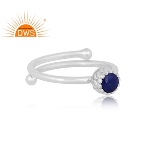 Nouvel arrivage de bagues empilables en argent sterling fin avec pierres précieuses lapis-lazuli naturelles Fabricant de bijoux de créateur - Product Image 2