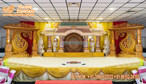 Mandap de decoración de boda con aspecto de madera, decoración de boda con temática rústica, el Rey celestial y la Reina - Product Image 6