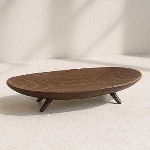 Plateau de fruits irrégulier avec piédestal en bois Plateau à pieds hauts en bois de style chinois Plateau de rangement pour la maison - Product Image 5