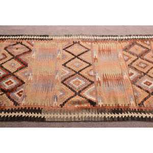Tapis écologique turc 3,6x7,7 pieds, tapis en laine Kilim vintage patchwork avec envers en latex, orange - Product Image 4