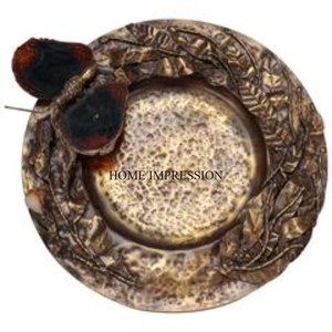 Laiton Antique finition forme ronde métal robuste Unique fleurs Designer Table pièce maîtresse chocolats assiette de service fournitures - Product Image 4