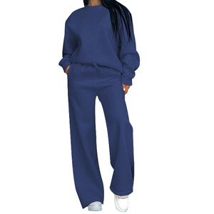 ชุดเซ็ตเสื้อสเวตเชิ้ตคอกลมและกางเกงขายาวแฟชั่นใหม่สำหรับผู้หญิง ชุดลำลองผ้าฝ้ายฟลีซ - Product Image 2